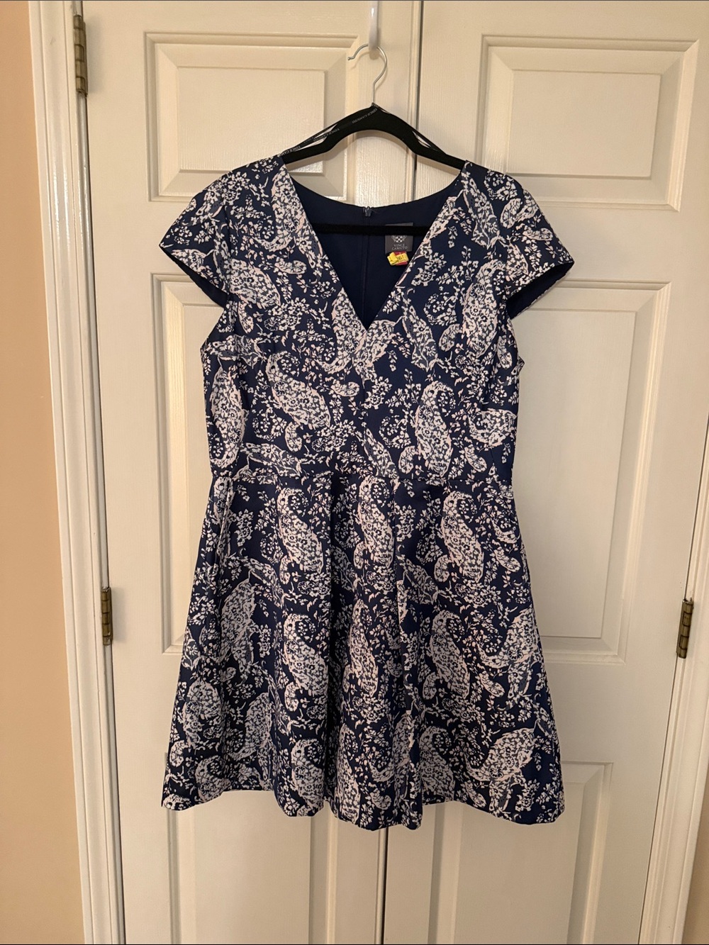 Vince Camuto Navy and White Paisley Dress